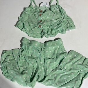 H&M Light Green Floral Button-Up Set